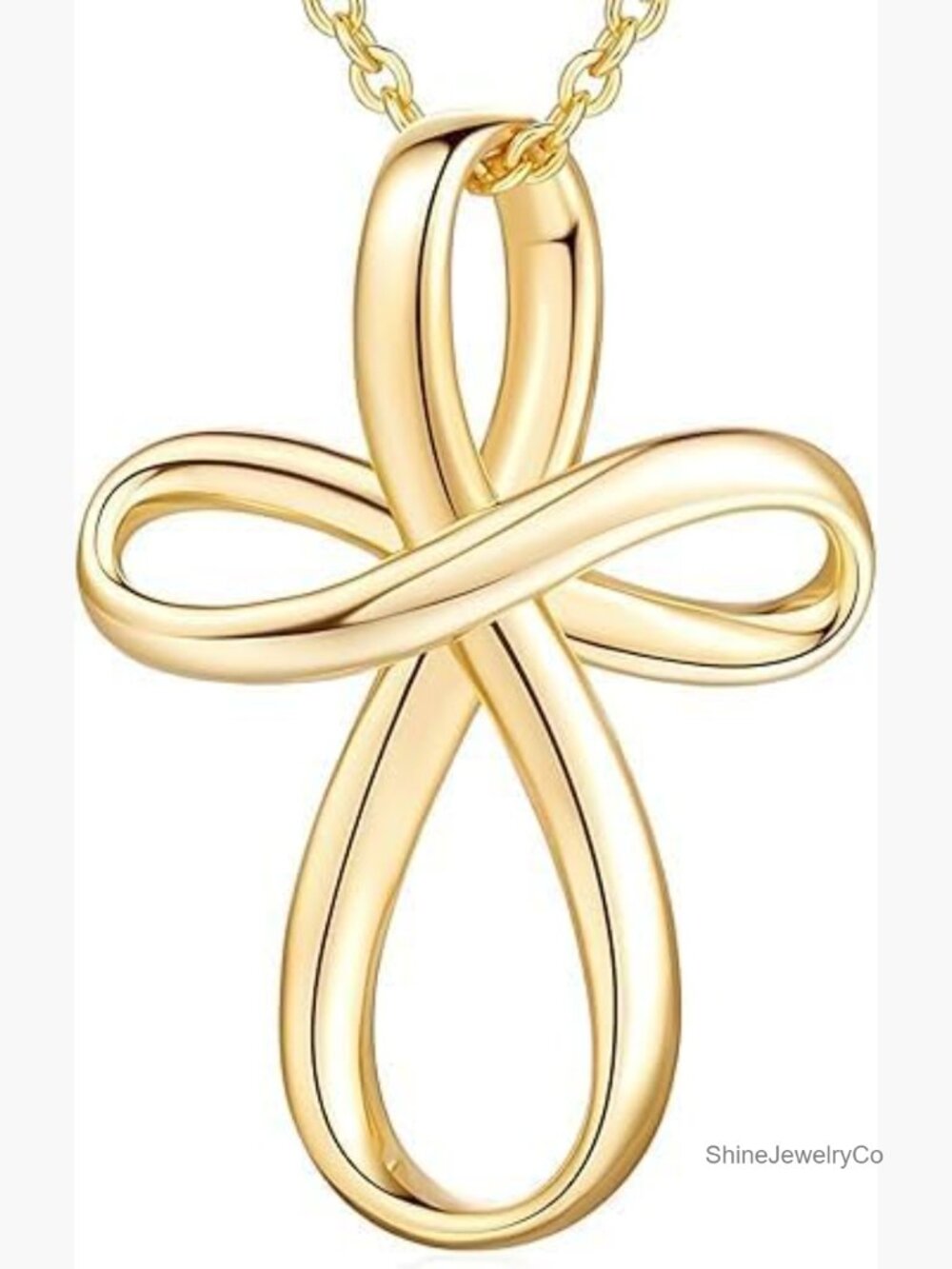 14K Gold Plated Cross Pendant Necklace Twisted Charm Faith Jewelry